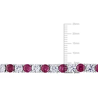 Bracelet tennis Tangelo avec rubis synthétiques et saphirs blancs synthétiques 14-1/2 CT PBT en argent sterling, 7.25 po