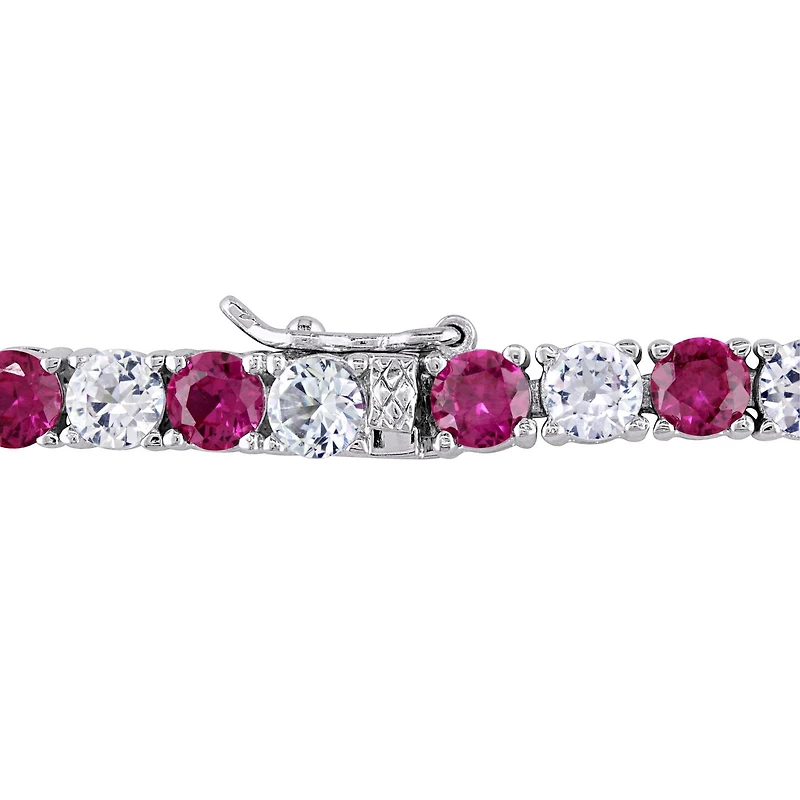 Bracelet tennis Tangelo avec rubis synthétiques et saphirs blancs synthétiques 14-1/2 CT PBT en argent sterling, 7.25 po