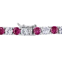 Bracelet tennis Tangelo avec rubis synthétiques et saphirs blancs synthétiques 14-1/2 CT PBT en argent sterling, 7.25 po