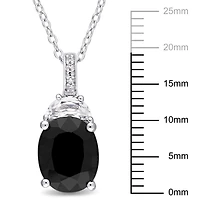 Asteria 4 Carat T.G.W Black Sapphire And Created White Sapphire Diamond Accent Sterling Silver Pendant, 18"