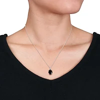 Pendentif Asteria avec saphir noir, saphirs blancs synthétiques 4 CT PBT et accents de diamants en argent sterling, 18 po