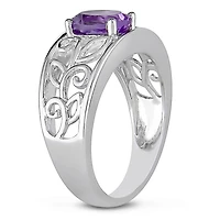 Bague florale Tangelo avec améthyste 1 CT PBT en argent sterling