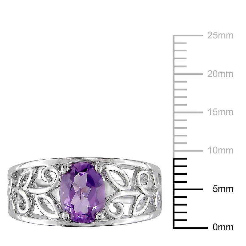 Bague florale Tangelo avec améthyste 1 CT PBT en argent sterling
