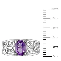 Bague florale Tangelo avec améthyste 1 CT PBT en argent sterling