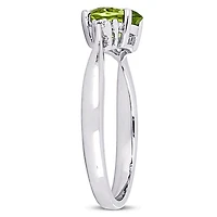 Bague de coupe cocktail Tangelo avec péridot 4/5 CT PBT et accents de diamants en argent sterling