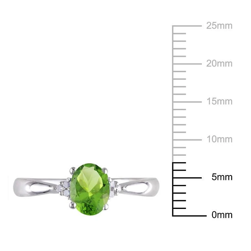 Bague de coupe cocktail Tangelo avec péridot 4/5 CT PBT et accents de diamants en argent sterling