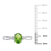 Bague de coupe cocktail Tangelo avec péridot 4/5 CT PBT et accents de diamants en argent sterling