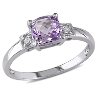 Bague à trois pierres Tangelo avec améthyste 4/5 CT PBT et accents de diamants en argent sterling