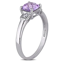 Bague à trois pierres Tangelo avec améthyste 4/5 CT PBT et accents de diamants en argent sterling
