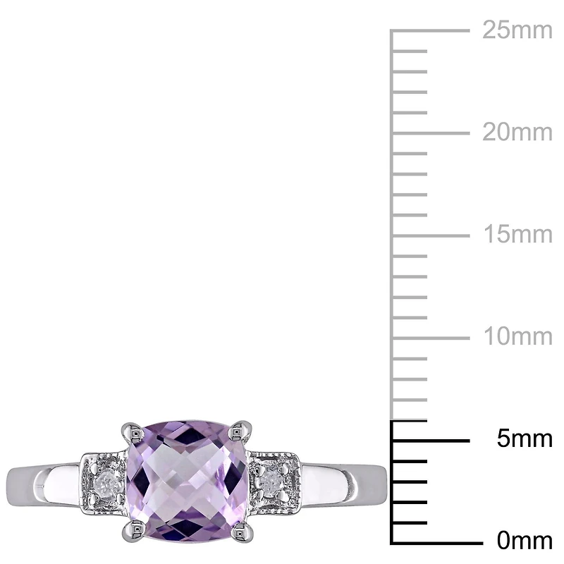 Bague à trois pierres Tangelo avec améthyste 4/5 CT PBT et accents de diamants en argent sterling
