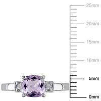 Bague à trois pierres Tangelo avec améthyste 4/5 CT PBT et accents de diamants en argent sterling