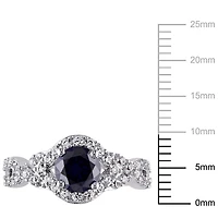 Bague auréole Tangelo avec saphir bleu et blancs synthétiques 2-1/10 CT PBT en argent sterling