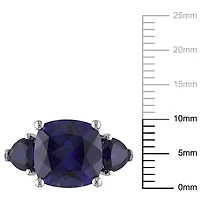 Tangelo 7-1/10 Carat T.G.W. Created Blue Sapphire Sterling Silver Three-Stone Ring