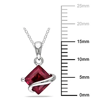 Tangelo 1-1/2 Carat T.G.W. Created Ruby Sterling Silver Solitaire Pendant, 18"