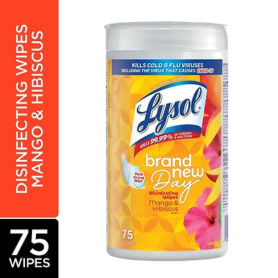 LYSOL, lingettes désinfectantes, Mangue et Hibiscus, 75 unités 75CT