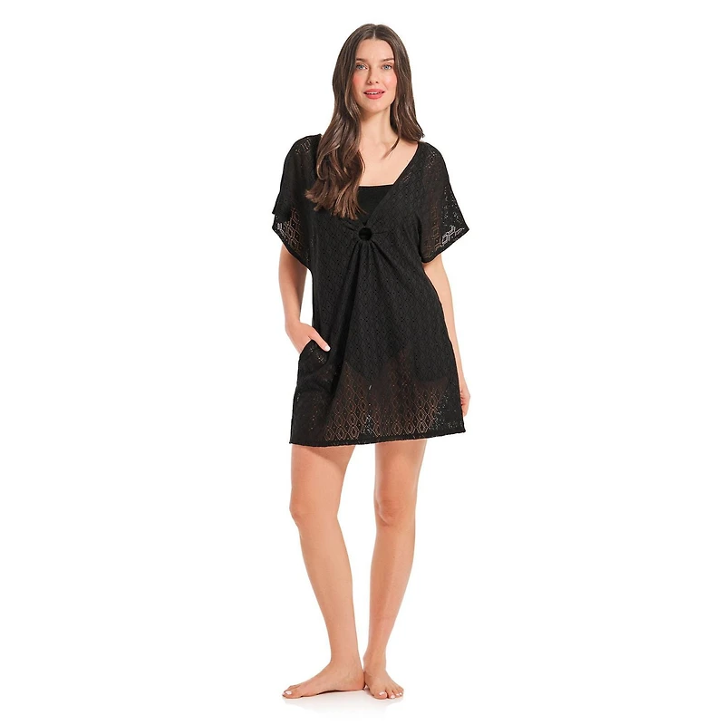 Krista Women's V-Neck Kimono Sleeve Beach Cover-Up Tunic