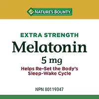 NATURE'S BOUNTY Mélatonine, extra-fort, 5 mg, aide à rétablir le cycle veille-sommeil, à s’endormir et augmente la durée du sommeil, format très éco, gélules 40.600 g 200 gélules
