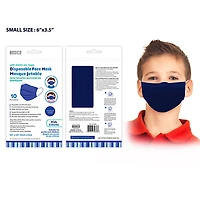10-Piece 4-Ply Disposable Navy Blue Kids Face Masks, 10 Pieces, 5.5" x 3.35", Navy Blue