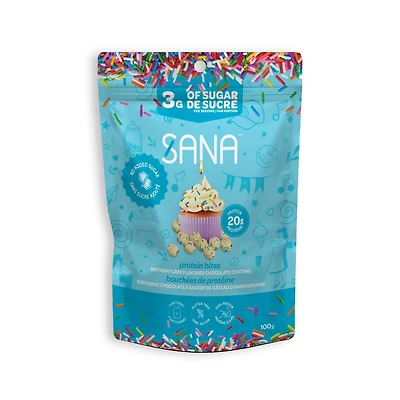 Sana Birthday Cake Chocolate-Style Covered Protein Bites, No Added Sugar, 100g