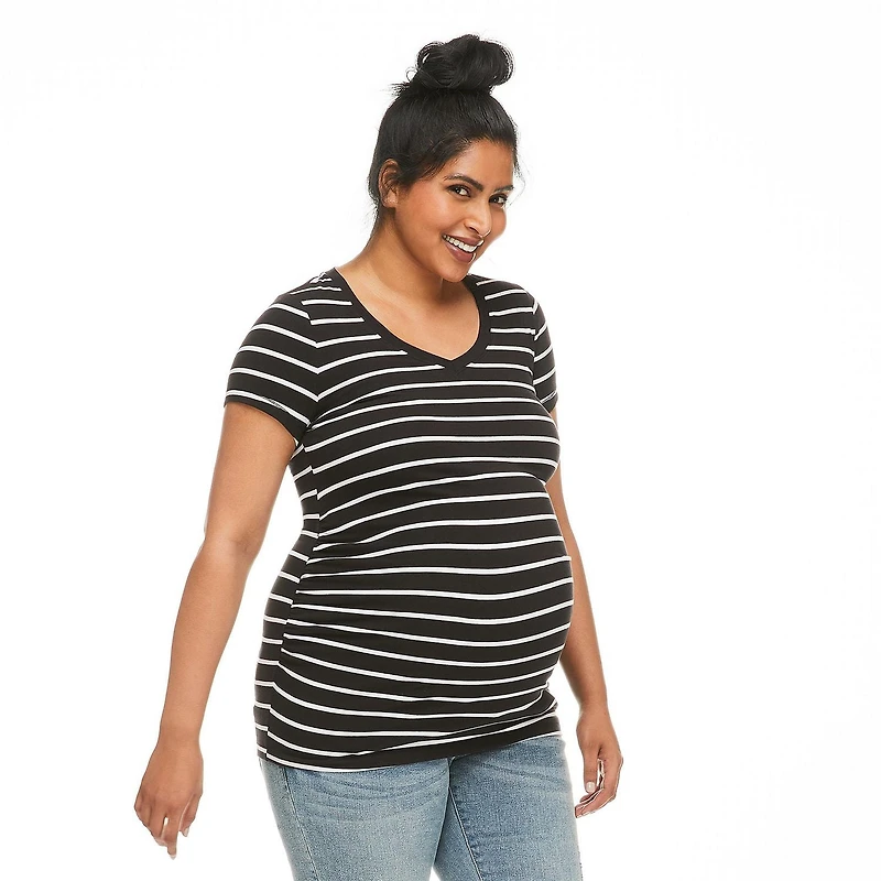 T-shirt de base avec encolure en V Paisley Sky Maternit