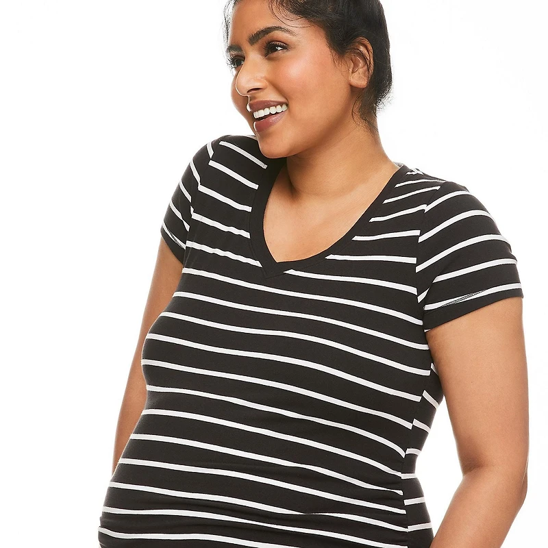 T-shirt de base avec encolure en V Paisley Sky Maternit