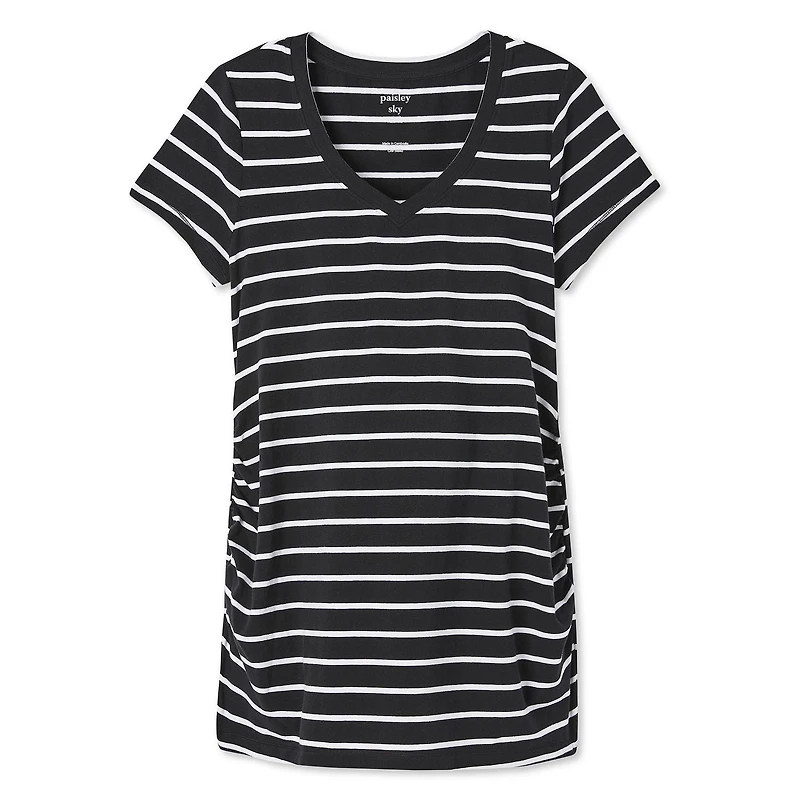 T-shirt de base avec encolure en V Paisley Sky Maternit