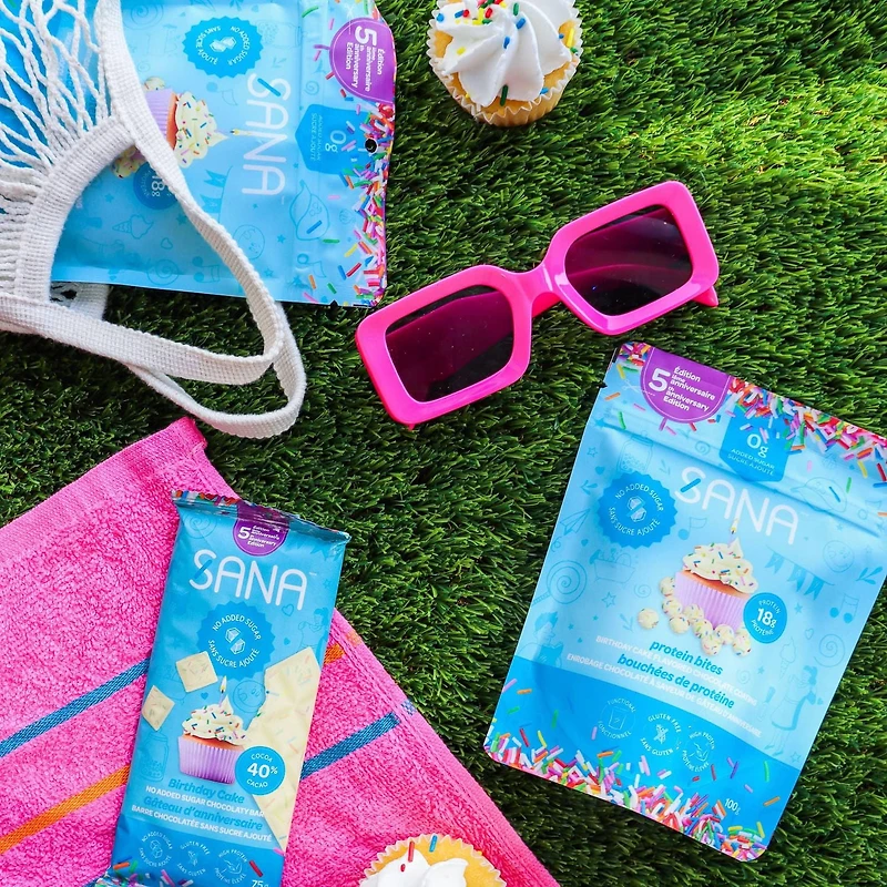 Sana Birthday Cake Chocolate-Style Covered Protein Bites, No Added Sugar, 100g