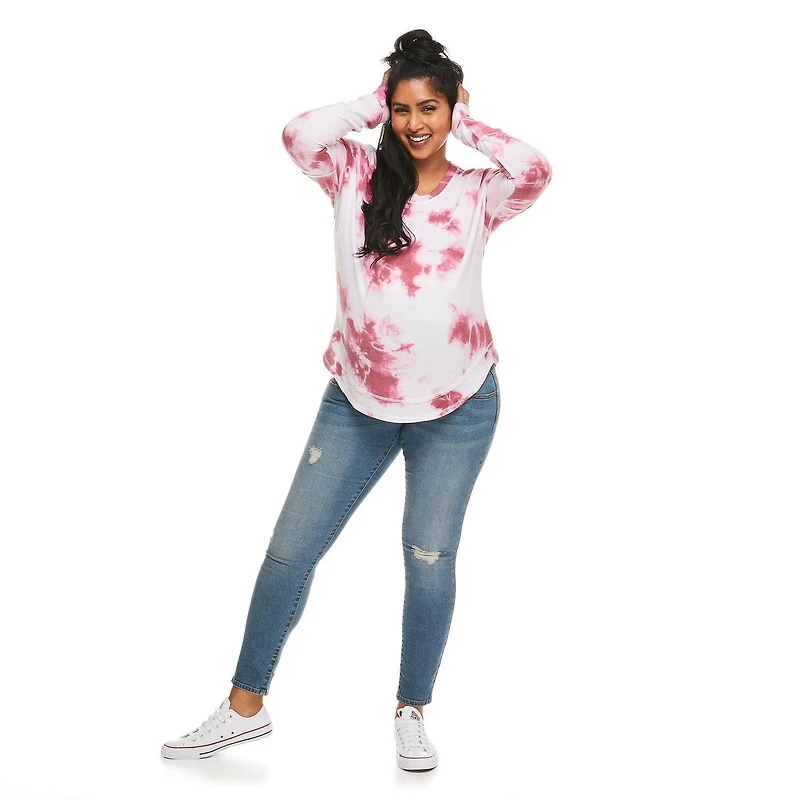 Paisley Sky Maternity Oversized High-Low Hem Top