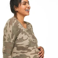 Paisley Sky Maternity Oversized High-Low Hem Top