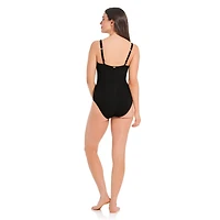 Krista Women's Textured Strappy V-Neck One Piece Swimsuit, Sizes: M-XXL