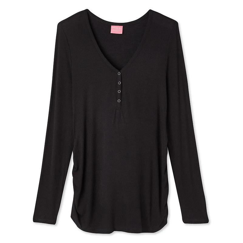 Paisley Sky Maternity Long Sleeve Henley Tee