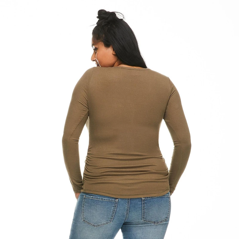 T-shirt henley à manches longues Paisley Sky Maternité