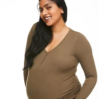 T-shirt henley à manches longues Paisley Sky Maternité