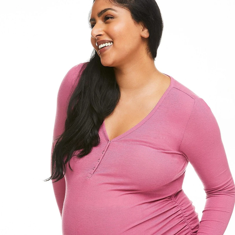 Paisley Sky Maternity Long Sleeve Henley Tee