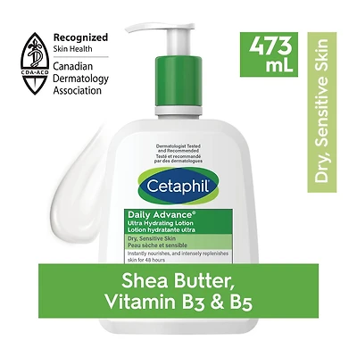 Lotion Ultra Hydratante Daily Advance Cetaphil |  Protéger la Peau Pendant 24 heures |  Recommandé par les dermatologues 473 ml