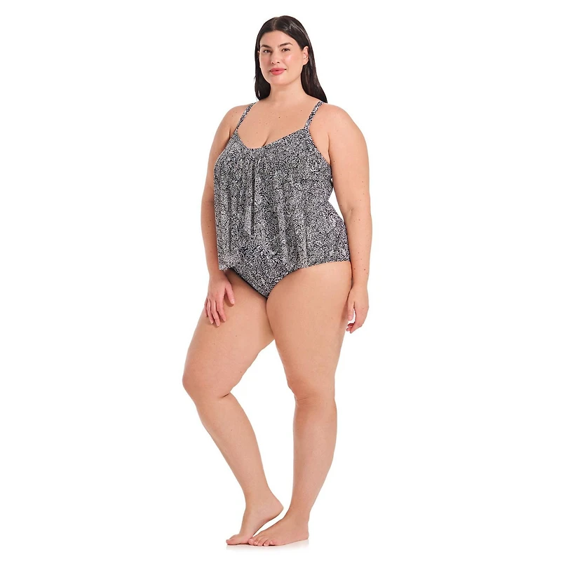 Krista Plus Maillot de bain une pièce à volants et encolure dégagée pour femme
