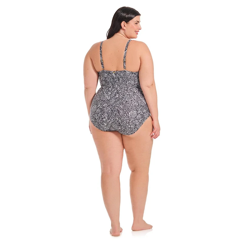 Krista Plus Maillot de bain une pièce à volants et encolure dégagée pour femme