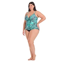 Krista Plus Women's V Neck Crossover Tankini Swim Top with Adjustable Straps and Bust Support