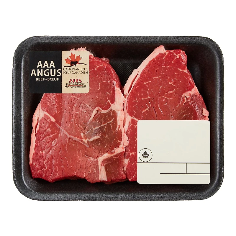 Bifteck de haut de surlonge sans culotte, Mon marché fraîcheur, 2-4 biftecks, Bœuf Angus AAA, 0.35 - 0.65 KG