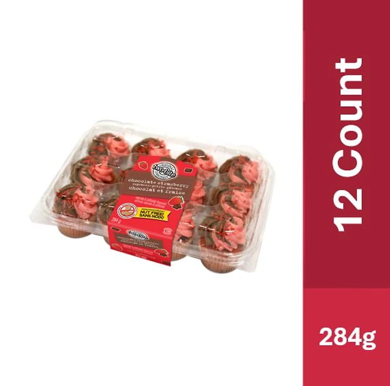 Two-bite Chocolate Strawberry Cupcakes 12pk