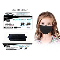 50 Masques jetables pour l'adolescence  – à 4 plis, noir