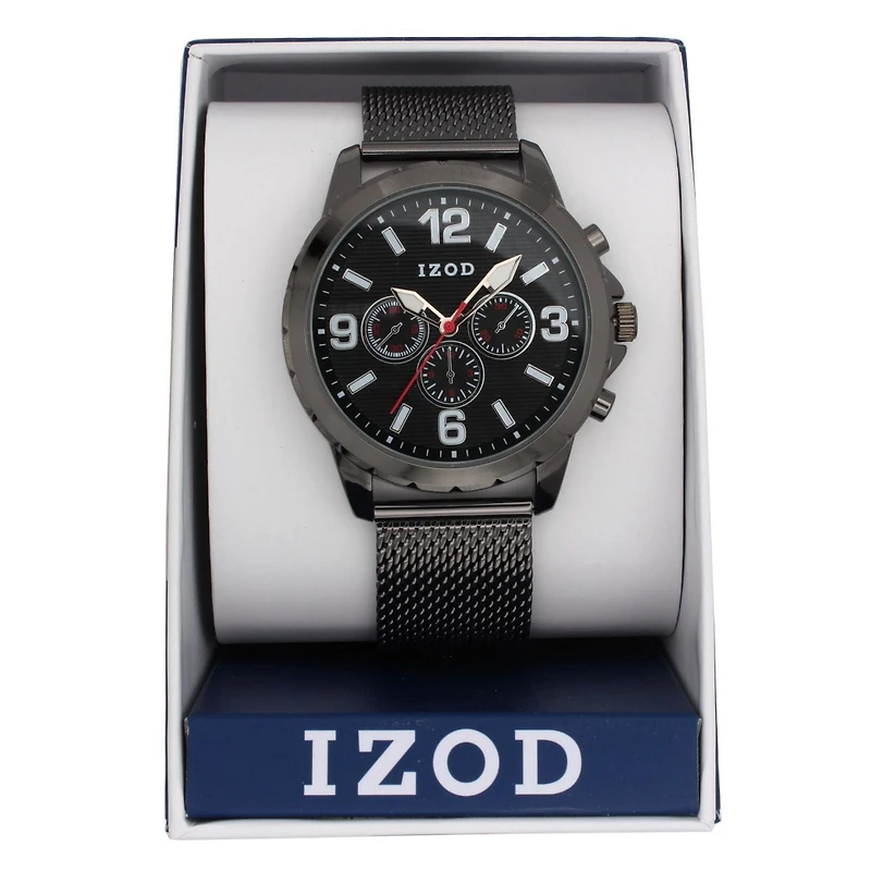 Montre analogique Izod facile à lire à bracelet à petits maillons metal