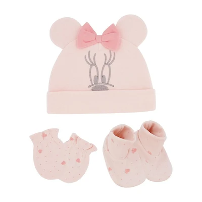 Disney Minnie Mouse ensemble 3mcx  d'accessoires en coton biologique pour filles TAILLE: 0/6M