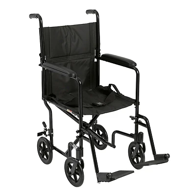 Fauteuil de transport léger en noir avec siège de 17 po de Drive Medical