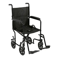 Fauteuil de transport léger en noir avec siège de 17 po de Drive Medical