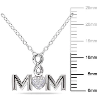 Pendentif Miabella à inscription « Mom » et motif cœur avec accent de diamants, en argent sterling, 18 po