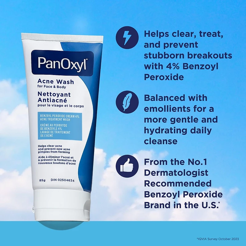 PanOxyl 4% Benzoyl Peroxide Acne Wash, Helps Clear Acne