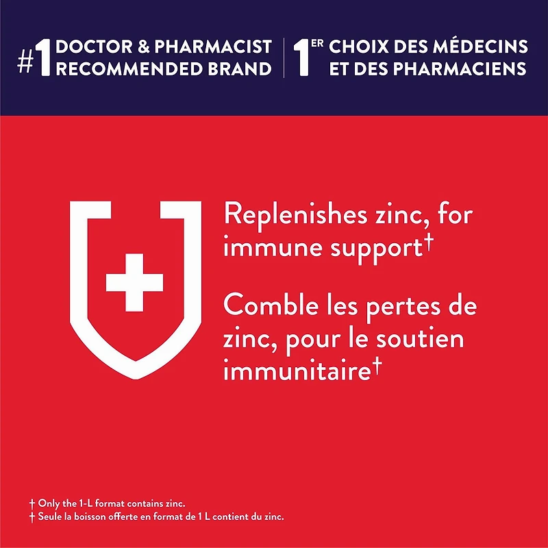 Pedialyte, solution de réhydratation orale à base d'électrolytes, fraise, bouteille de 1 L