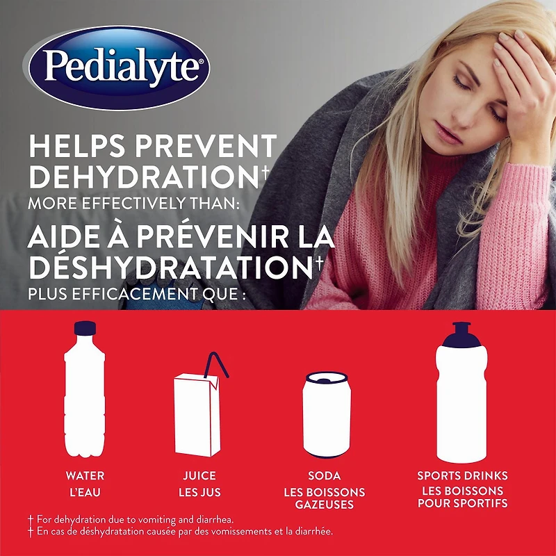 Pedialyte, solution de réhydratation orale à base d'électrolytes, fraise, bouteille de 1 L