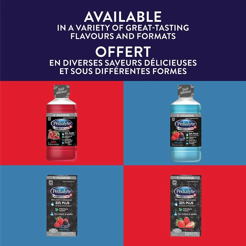 Pedialyte, solution de réhydratation orale à base d'électrolytes, fraise, bouteille de 1 L
